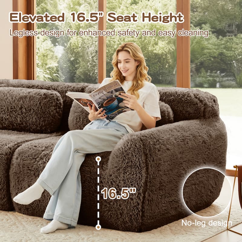 114''Soft and Fluffy Plush Fabric,Modular Sectional Sofa Couches