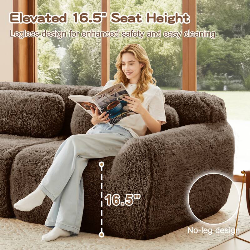 80" Boneless Couch L-Shaped Sofa for Living Room, Cloud Couch with Ottoman, Sectional Deep Seat Couches with Throw Pillows