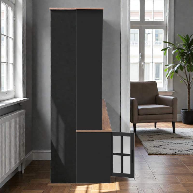 95.5" Wall Unit Entertainment Center with Electric Fireplace, Bookshelves, TV Stand for TVs up to 80"