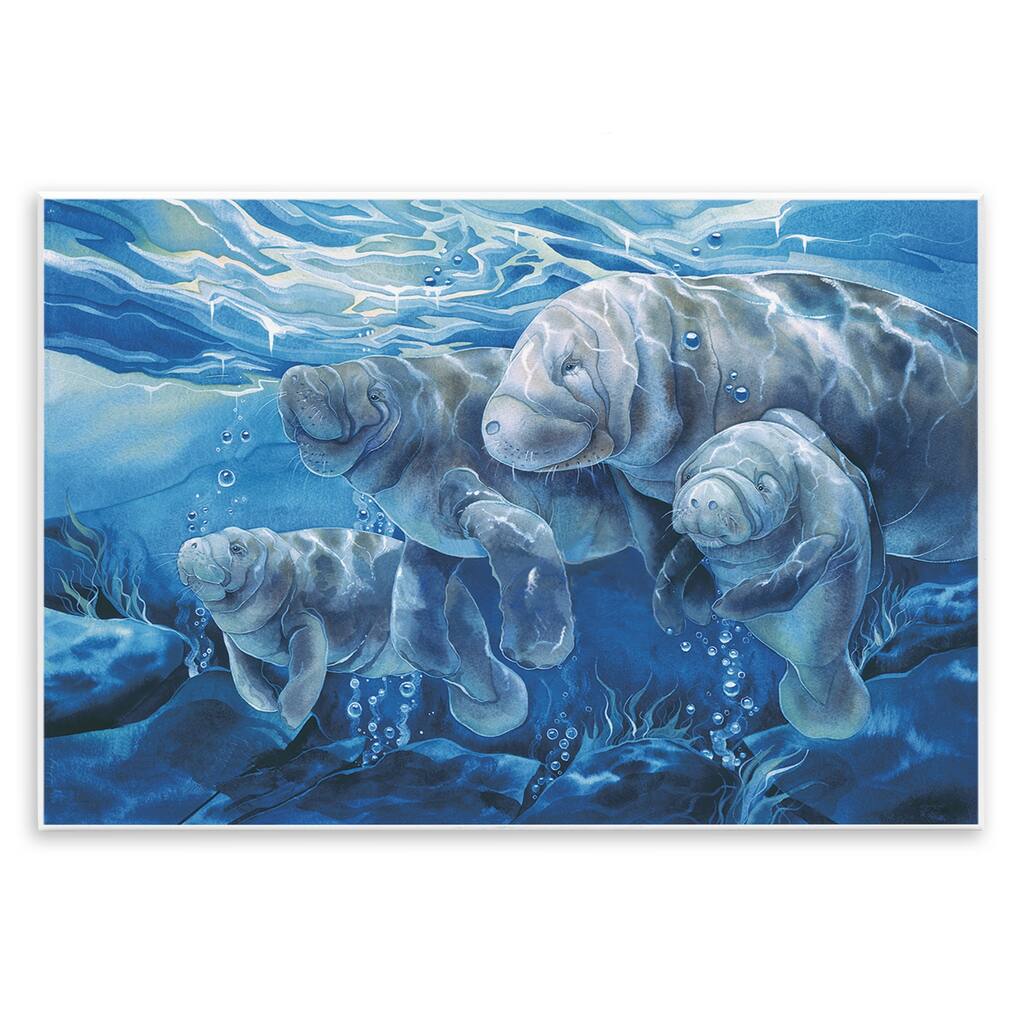 Stupell Underwater Manatee Family Wall Plaque Art Design By Jody Bergsma