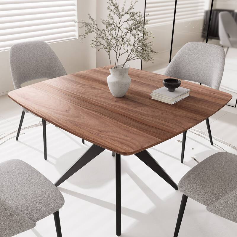 Modern Square Dining Table for 2-4, Small Kitchen Table with Metal Legs