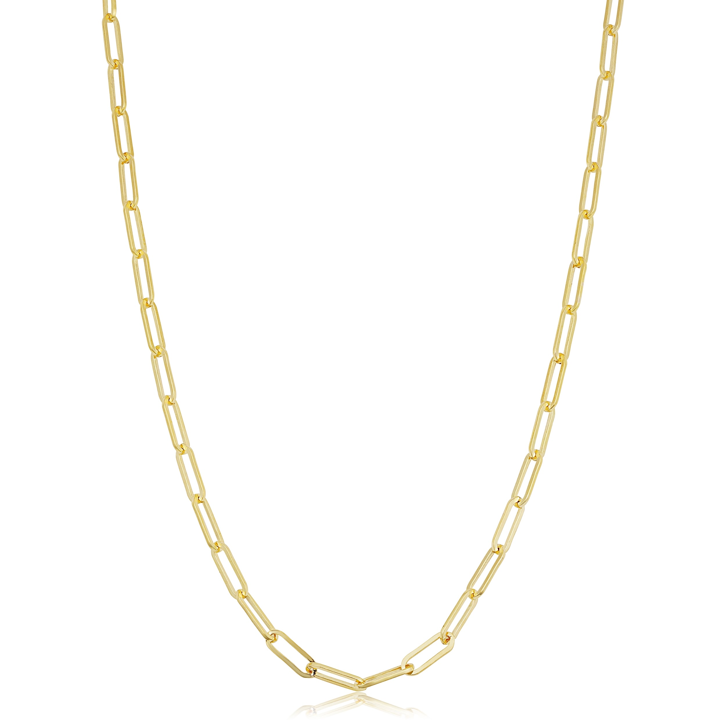 Au Naturale 14k Solid Yellow Gold Filled 2.5 mm Paper Clip Capsule Link Chain Necklace for Women