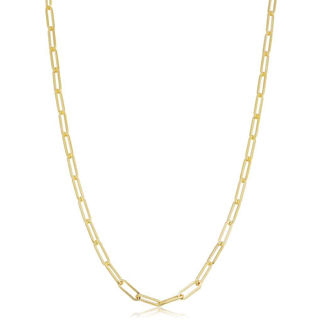 Solid 14k Gold Filled 3.1 mm Paper Clip Link Chain Necklace for Women (16, 18, 20, 24, 30 or 36 inches)