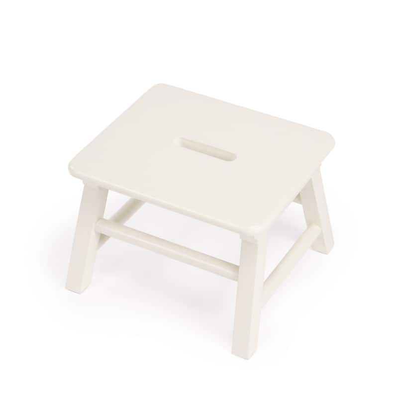 HomeRoots 10" White Solid Wood Step Stool - 10"H x 14"W x 12"D