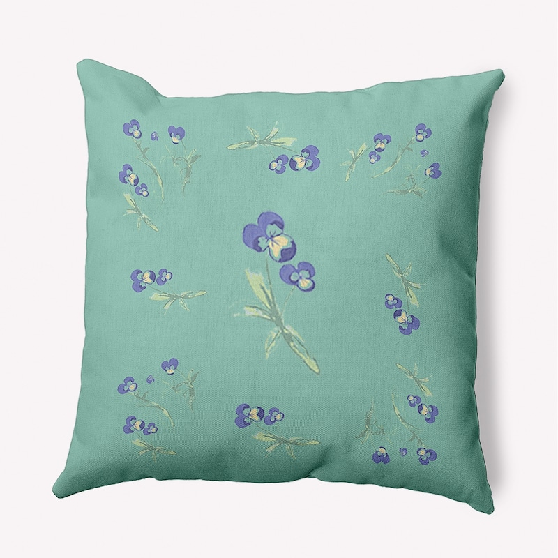 Violets Scattered Decorative Throw Pillow - Spring Green - 16" x 16"