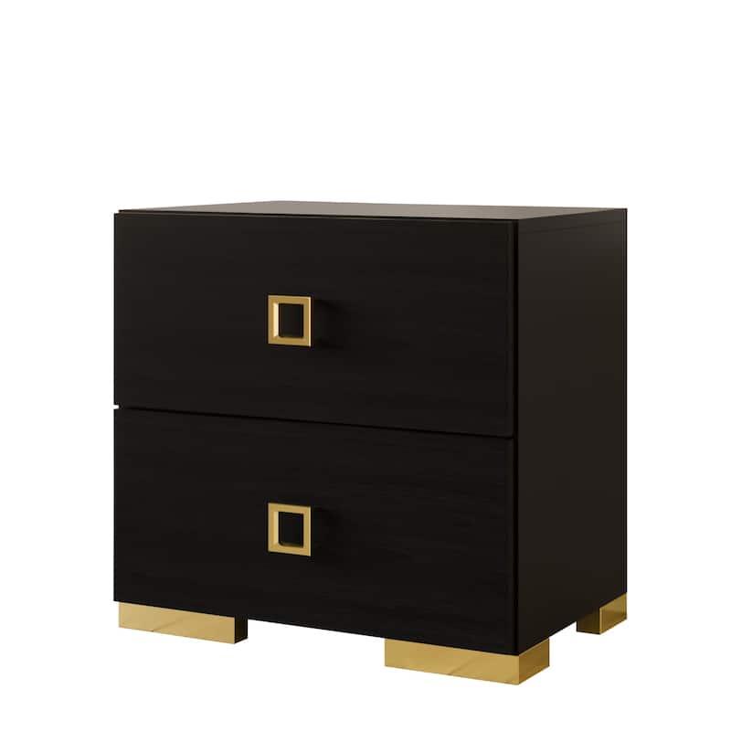 CraftPorch Modern Luxurious 2-Drawers Nightstand - Black