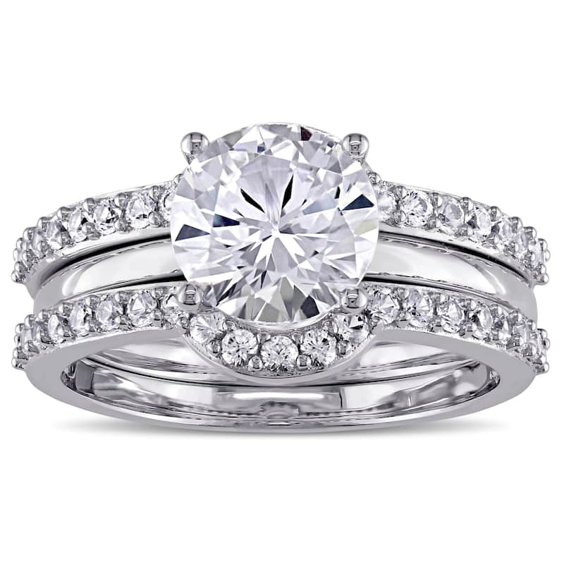 Miadora 10k White Gold Created White Sapphire Bridal Ring Set