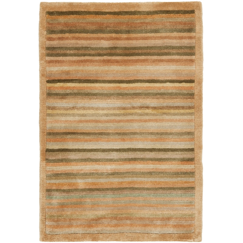 SAFAVIEH Couture Hand-knotted Tibetan Soledade Modern Wool Rug with - 2' x 3' - Apricot/Sage