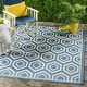 preview thumbnail 12 of 79, SAFAVIEH Courtyard Carolee Indoor/ Outdoor Patio Backyard Rug 2'7" x 5' - Blue/Beige