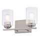 preview thumbnail 8 of 10, Park Ridge Bathroom Vanity Lighting Wall Fixture, Clear Glass Shade, Dimmable, LED Compatible, Over Mirror Mount Steel