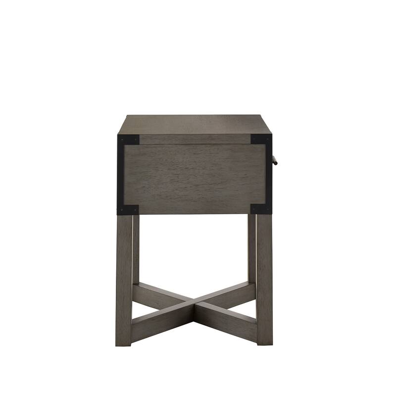 Mendocino Wood Finish X-Base End Table with Drawer by iNSPIRE Q Classic