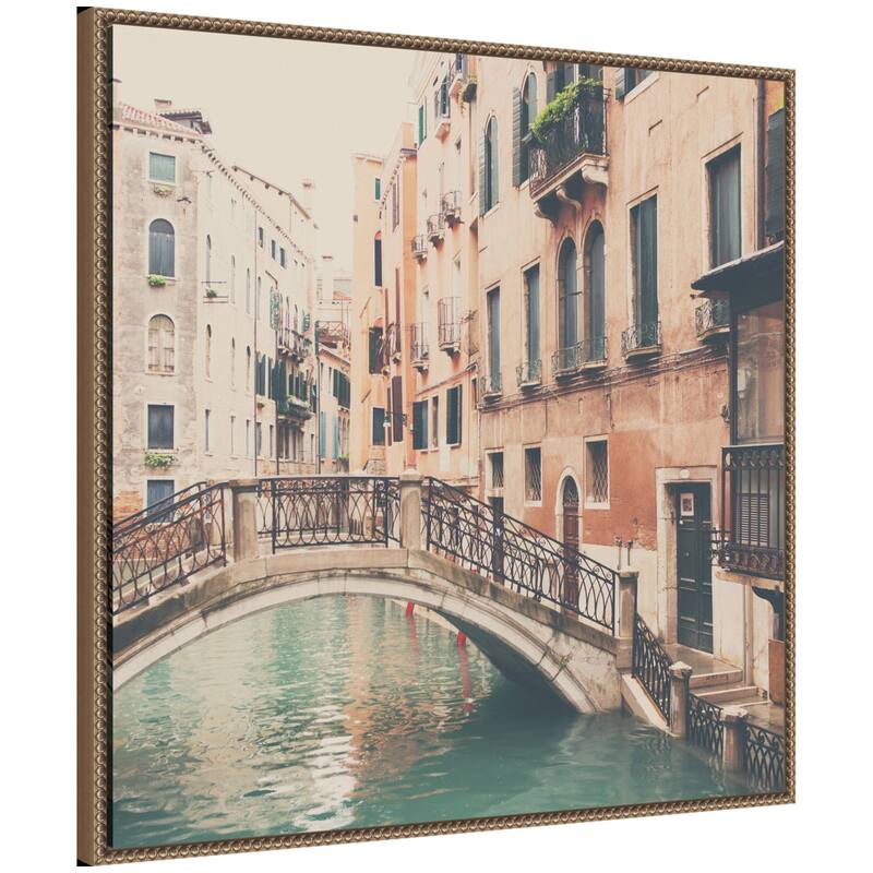 Kate and Laurel Sylvie Wandering The Streets of Venice Framed Canvas by Laura Evans - 30x30 - Gold
