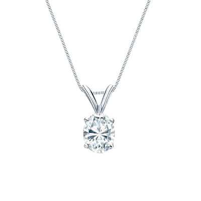Auriya 18k Gold 0.60ctw Oval Solitaire Lab Grown Diamond Necklace 4-Prong Basket (D-E VVS) - 0.60