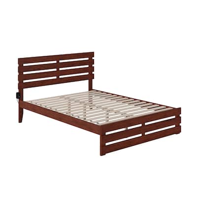Mountain Majesty Bed - Walnut Finish, USB Charger, Farmhouse Style - 54" x 75" x 40"