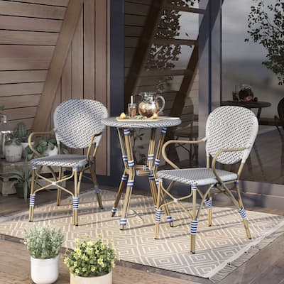 Courtnie French Country 3-Piece Aluminum Outdoor Bistro Set by Furniture of America