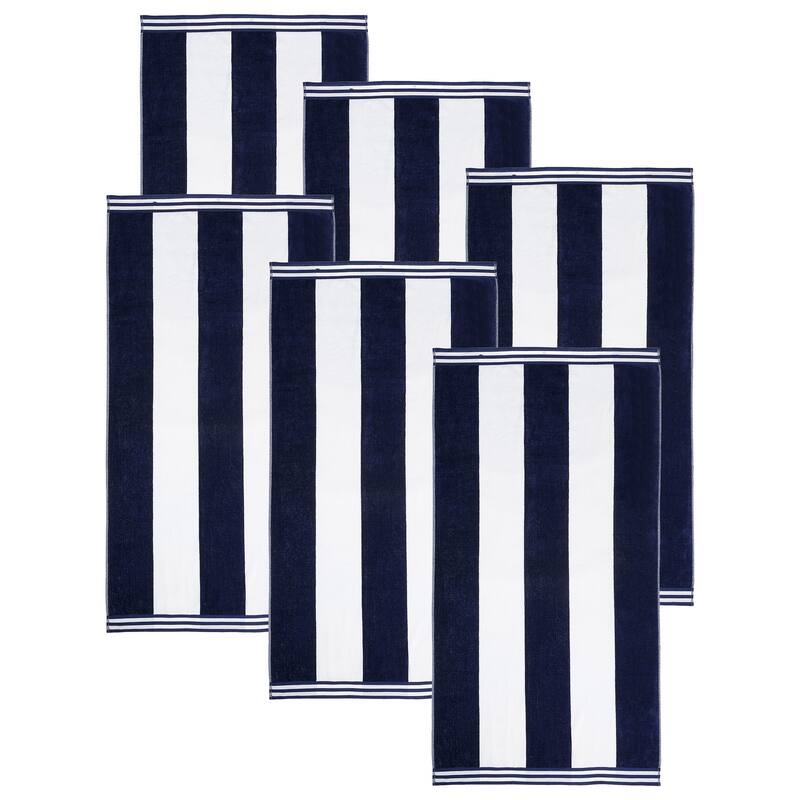 Cabana Stripe Oversized Cotton Beach 6 Piece Towel Set by Superior