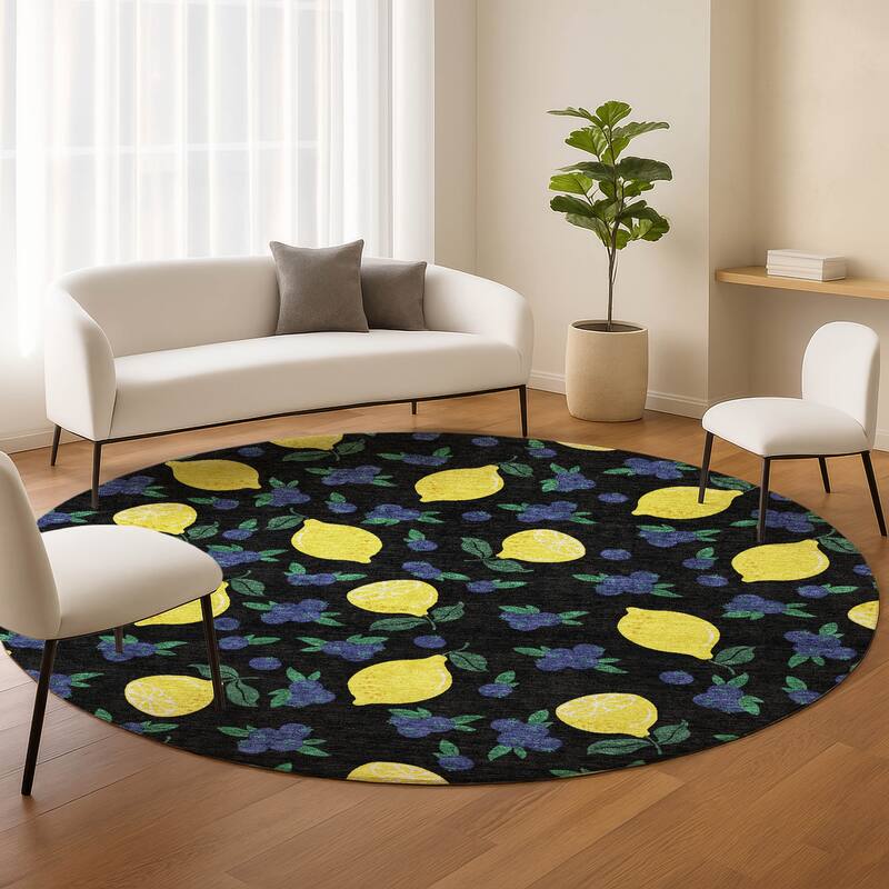Machine Washable Indoor/ Outdoor Citrus Berry Chantille Rug