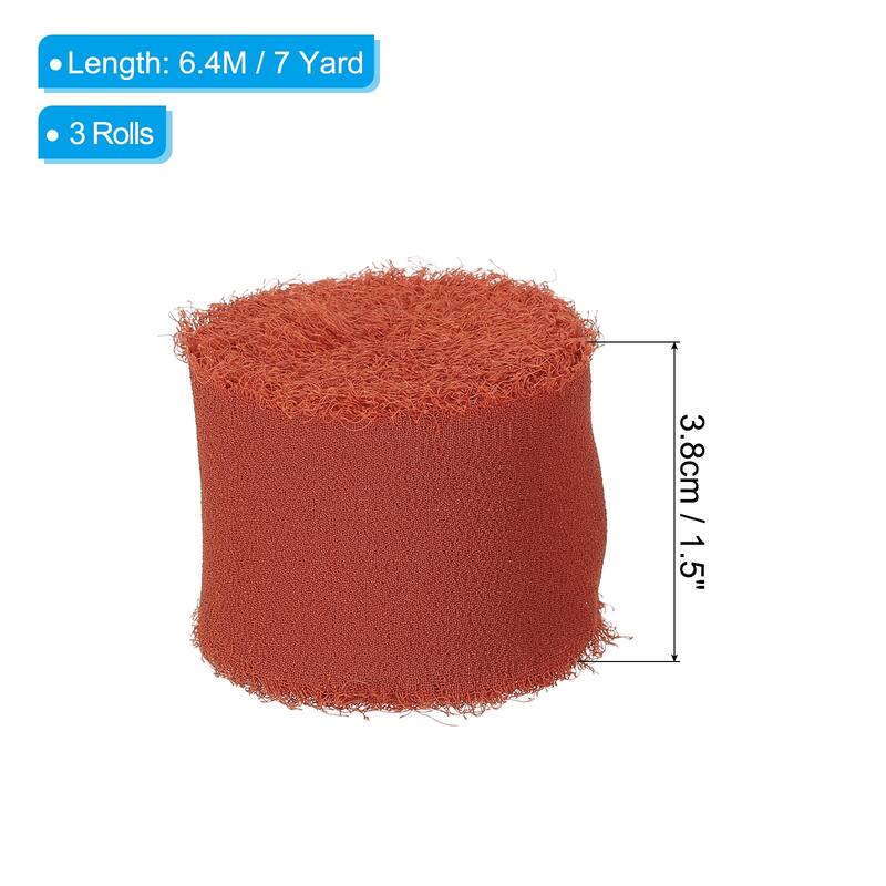 Fringe Chiffon Silk Ribbon 1.5" 3 Roll Handmade Frayed Ribbon