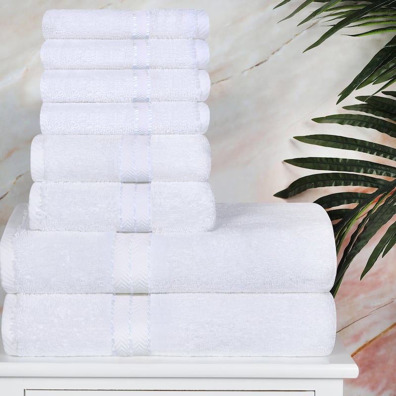 Turkish Cotton 8 Piece Absorbent Heavyweight Towel Set by Superior - White