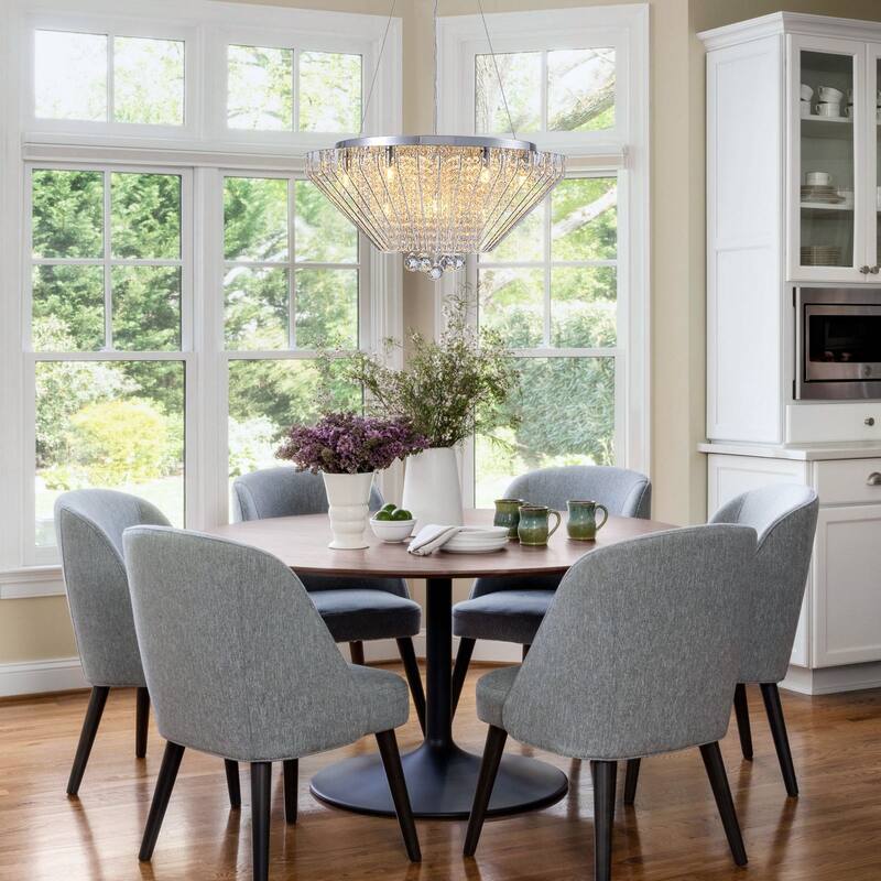 9-Light Modern Glam Diamond Shape Chandelier with Crystal