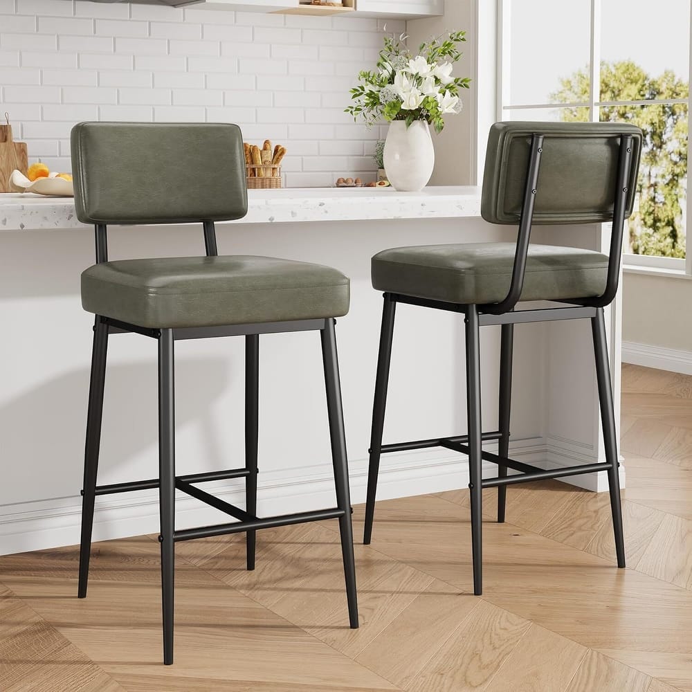 Modern Upholstered Counter Height Barstool Chairs Set of 2