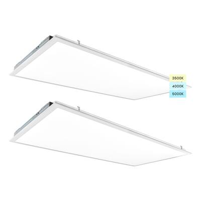 Luxrite 2x4 FT LED Panel Lights 30/40/50W 3 Color Selectable Dimmable 3750/5000/6250 Lumens IC Rated 2 Pack
