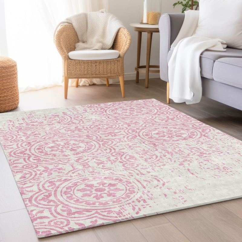Machine Washable Indoor/ Outdoor Chantille Suzani Vintage Rug