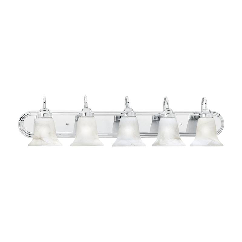 Elk Home Homestead Chrome With White Glass 5 Light Vanity Light