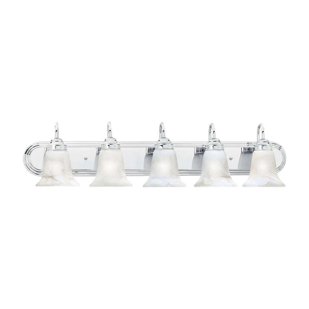 Elk Home Homestead Chrome With White Glass 5 Light Vanity Light