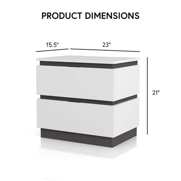 dimension image slide 0 of 2, Furniture of America Conjira Modern 2-Piece White Wood Storage Bed and Nightstand Set