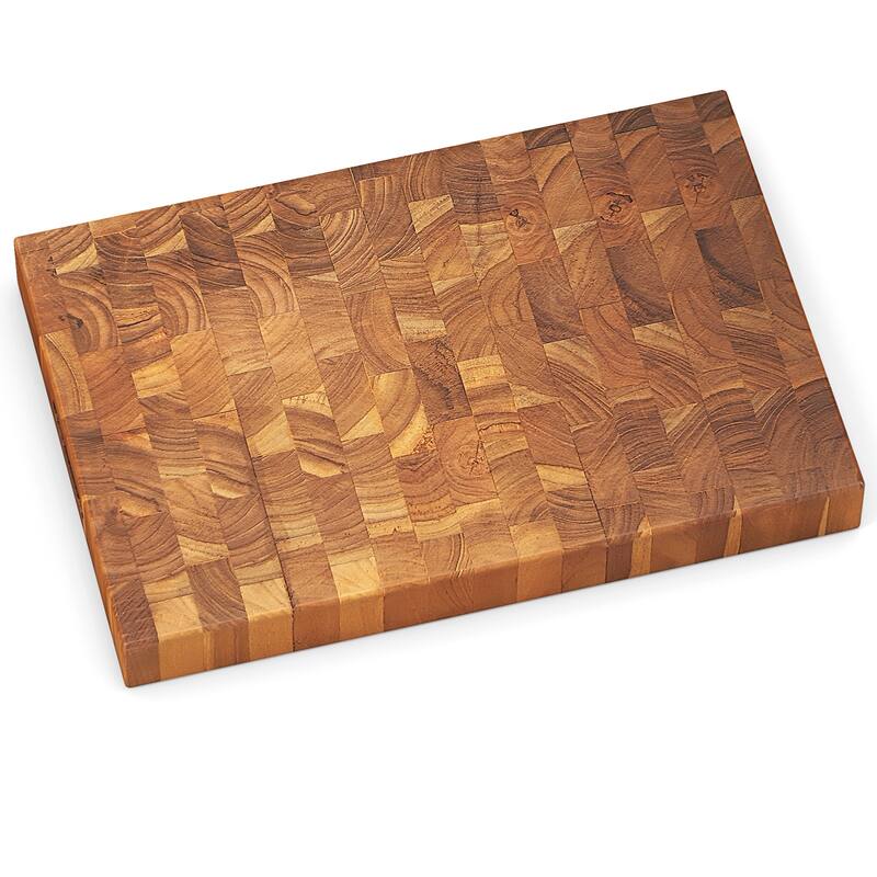 Multi-Purpose Teak Wood End Grain Cutting Board with Hand Grips Reversible Chopping and Serving Board - 18" L x 12" W x 2" H