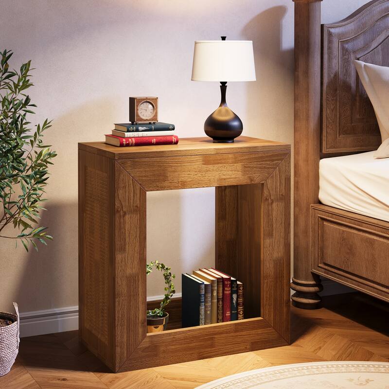 2-Tier Square End Table with Sturdy Base