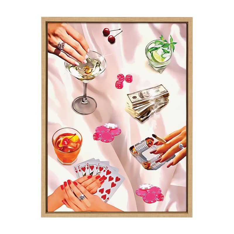 Kate and Laurel Sylvie Game Night Poker Framed Canvas by Honey Island Studio