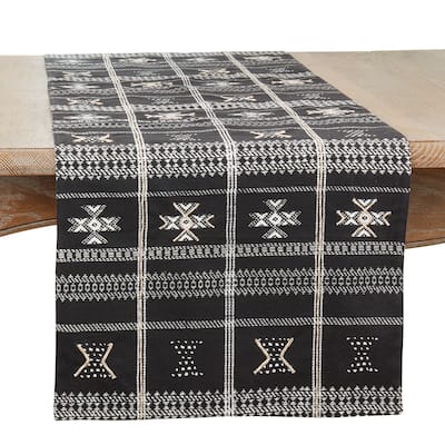 Embroidered Mudcloth Design Table Runner - 16"x72"