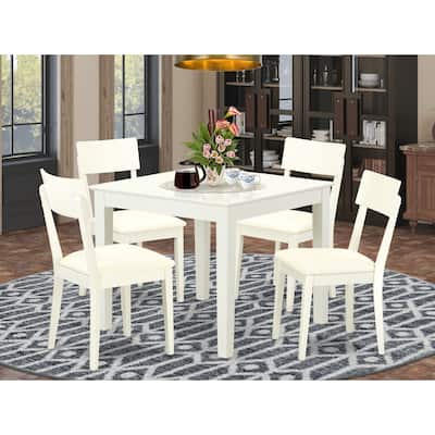 5 Piece Dinette Set - Table & 4 Chairs - Linen White Finish - Kitchen Dining Room Set