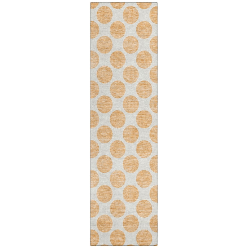 Machine Washable Indoor/ Outdoor Polka Dots Chantille Rug