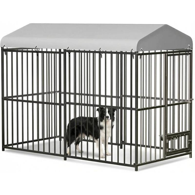 Outdoor Dog Kennel with Safety Locks, UV & Water Resistant Proof Cover for All Dog - 8*4*6FT