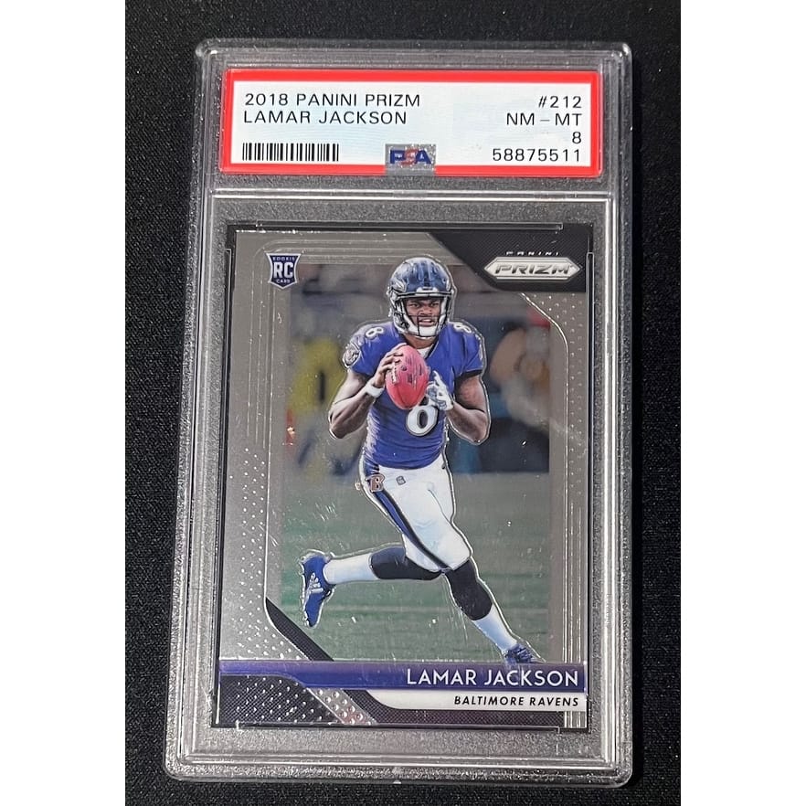 Lamar Jackson 2018 Panini Prizm Football Rookie Card #212 Graded PSA 8 - 8'6" x 11'6"