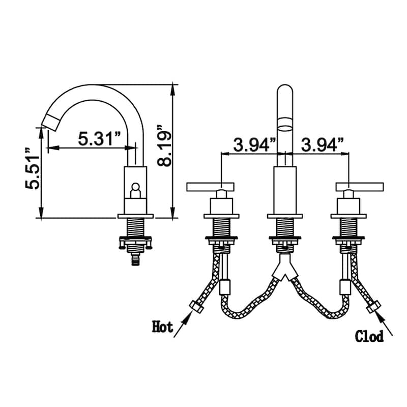 Rbrohant Widespread Faucet 2-handle Bathroom Faucet