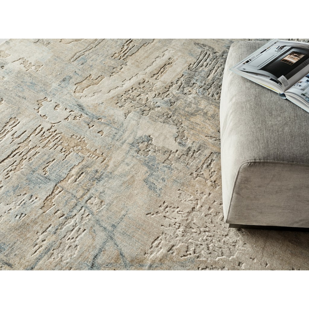 Infinity Handmade Wool/Nylon in Ivory/Blue/Terracotta Area Rug