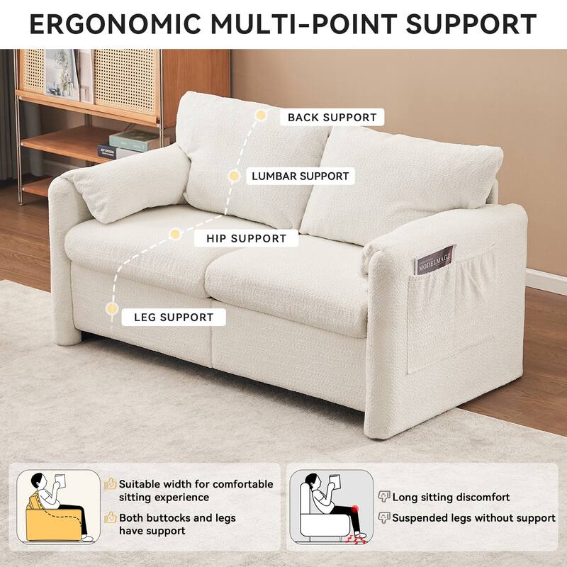 Minimalist Living Room Sofa Couch Loveseat with Pillow Top Armrests, Loveseat Sofa 2-Seater Sofa Couch