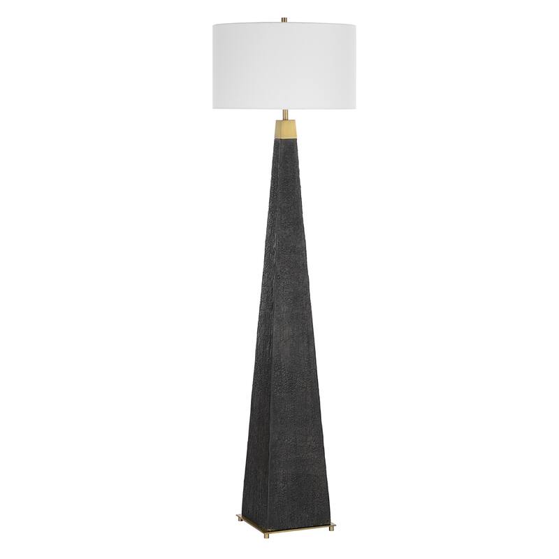 Tapered Base Floor Lamp with White Drum Shade - 68" - Black