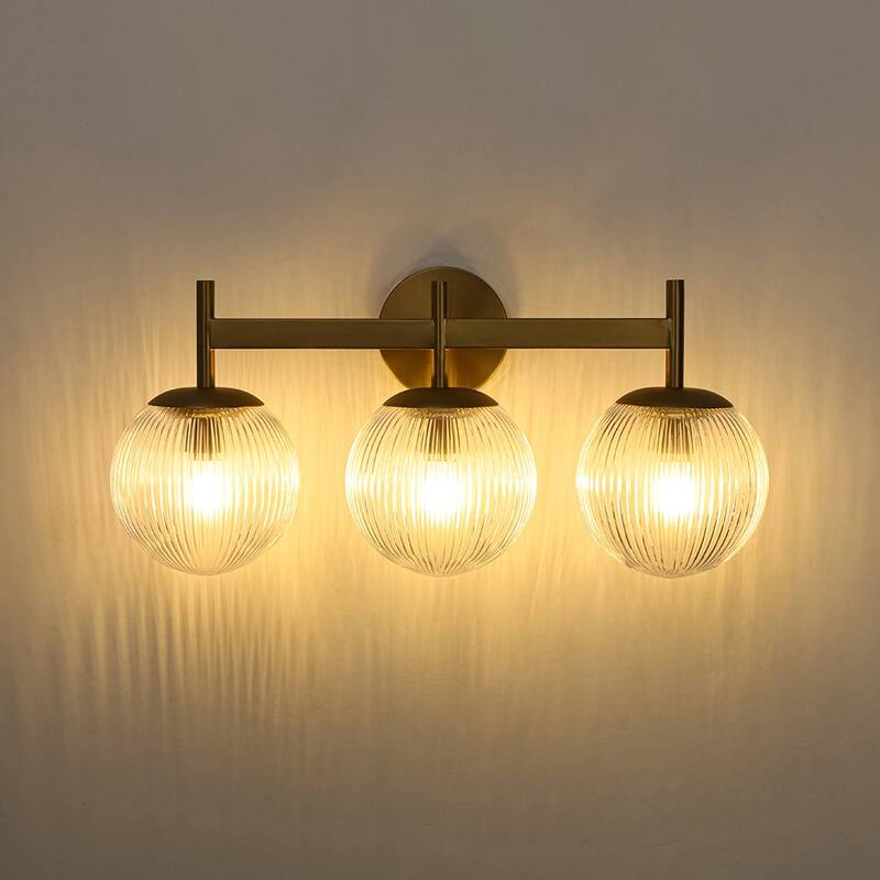 3-Light Sleek Modern Dimmable Ribbed Glass Vanity Light - 21.9 in