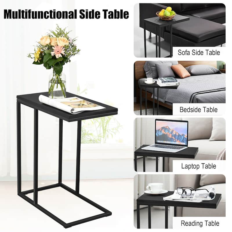 Gorelax C-shaped Side End Table & Reception Arm Chair Set w/Rubber