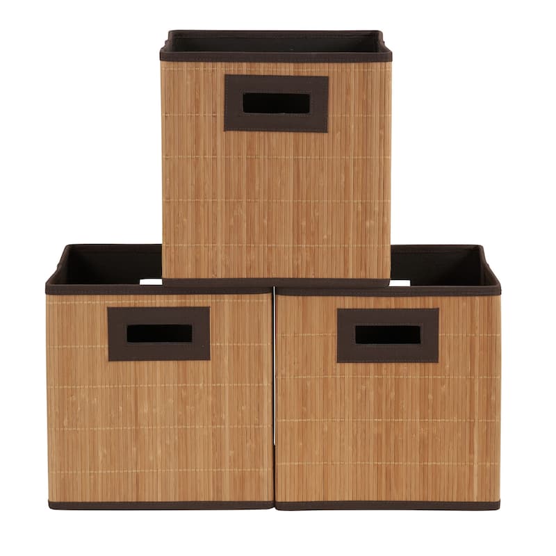 Household Essentials Bamboo Bins, Set of 3