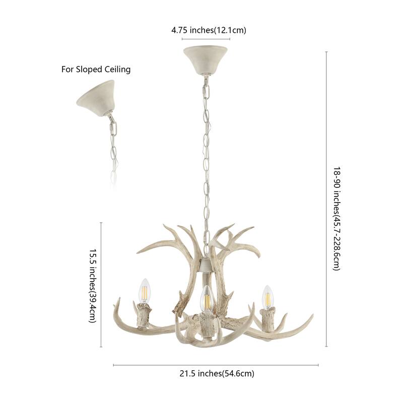 SAFAVIEH Lighting Cenwyn Chandelier - Antique White - 22"W x 22"D x 90"H