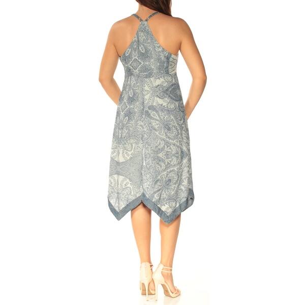 Shop Inc Womens Blue Paisley Spaghetti Strap V Neck Below The Knee