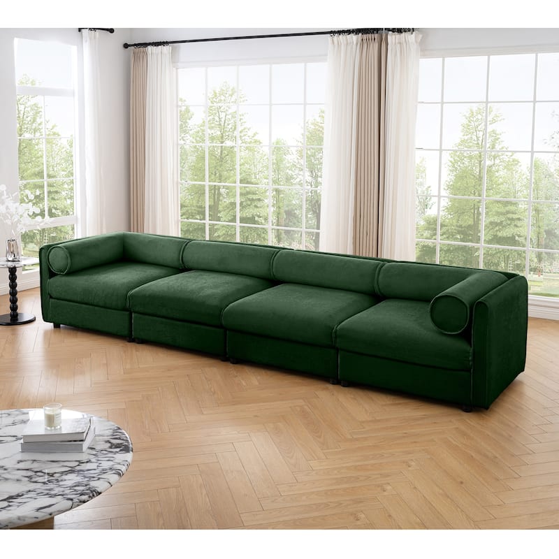 Modern 4 Deep Seat Modular Sofa with Storage, Cylindrical Backrest & Armrests