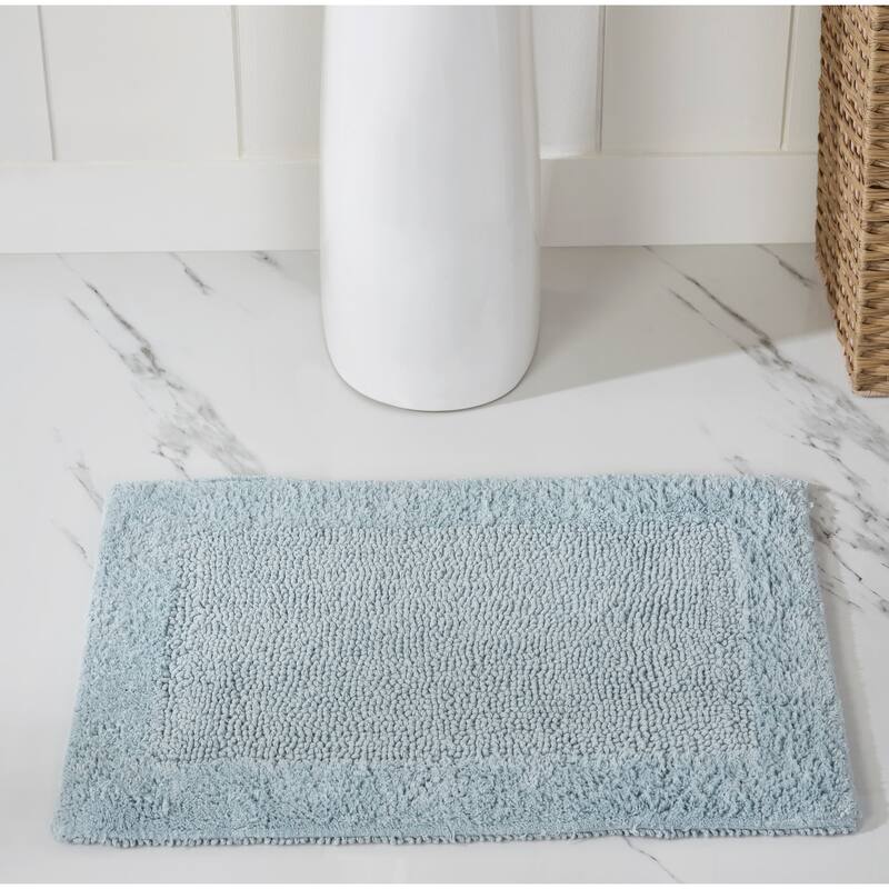 Better Trends Bath Rugs Set 100% Cotton Tufted Soft Water Absorbent Bathroom Rug for Shower, Sink Bath Mats Edge Collection - 3 Piece Set (17" x 24" | 24" x 40" | 20" x 60") - Blue