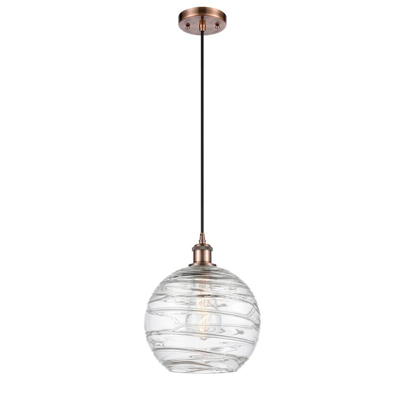 Innovations Lighting Ballston Athens Deco Swirl - 1 Light 10" Cord Hung Mini Pendant - Antique Copper